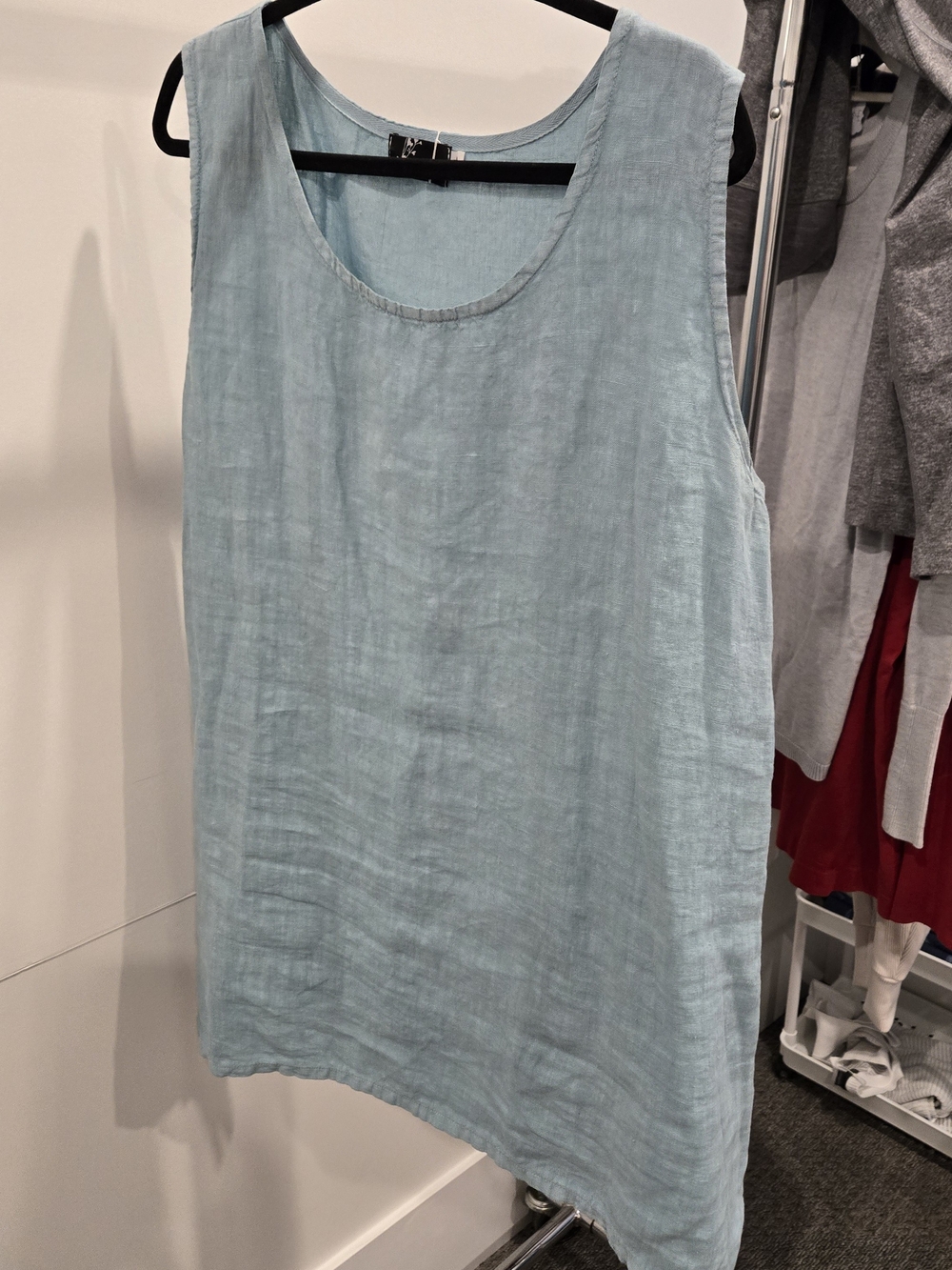 Women's Light Blue Linen Scoop Neck Tank Top